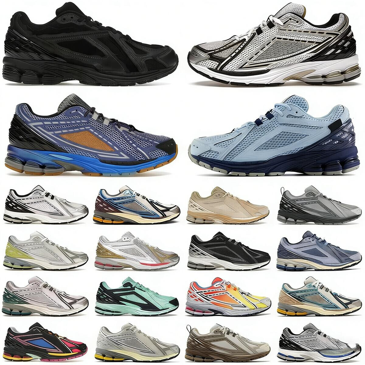 Luxury Designer 1906r Shoes Top Quality Mens Womens Running Outdoor Sneakers Silver Black White Metallic Gold Leather Trainers