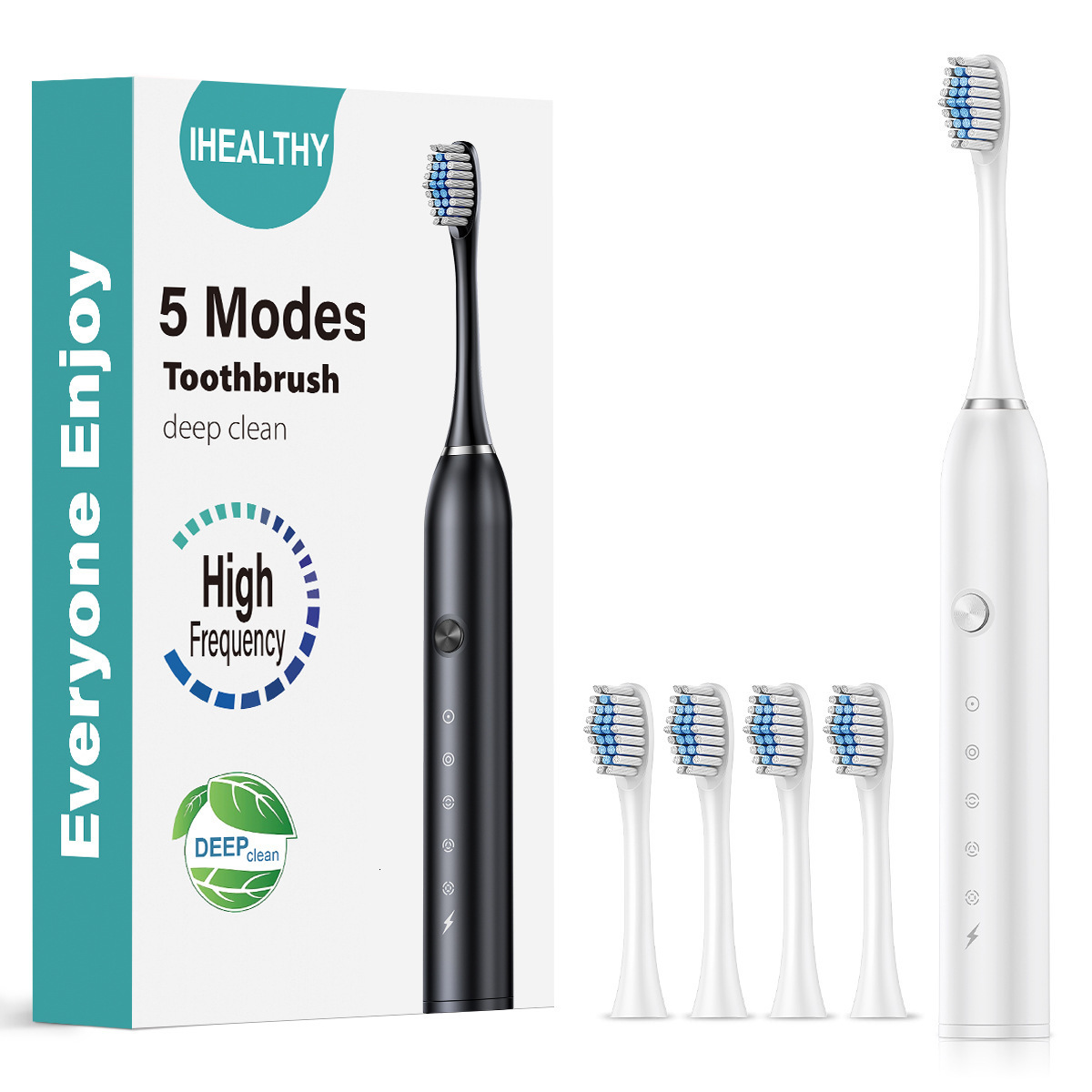 Sejoy Electric Toothbrush 5 Modes USB Rechargeable 12 Replacement Toothbrush Heads Adult Ultrasonic Teeth Cleaning 240816