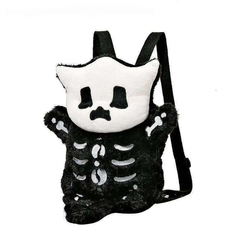 High quality Halloween skull plush backpack for women, cute and fun fashionable travel backpack, cool birthday gift Z260124