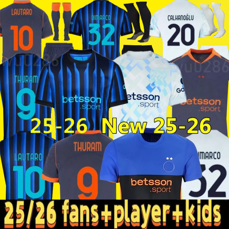Inter MilanJersey 25 26 inter millan ROSSI Lautaro Martinez Marcus Thuram Stefan de Vrij Alessandro Bastoni DIMARCO BARELLA Football Shirt Inter Jersey kids