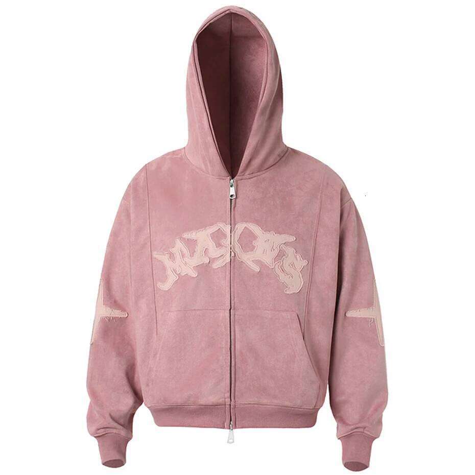 Vintage Suede Patchwork Loose Hooded Hoodies Jacket Streetwear Harajuku Hip Hop Oversized Hoodie Sweatshirts Luanyun