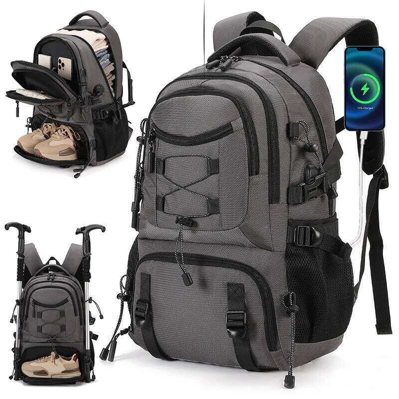 USB Climbing Backpack with Shoes Pack Travel Laptop Lightweight Rucksack Outdoor Camping Hiking Knapsack Sport Collage Schoolbag Z260124