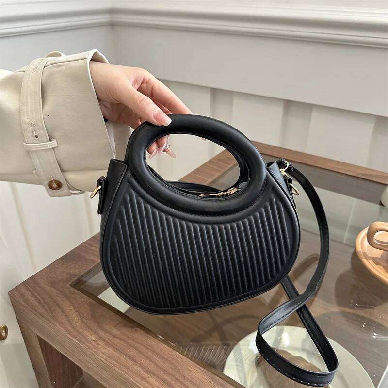 Chic Mini Handbag Stylish Half Moon Shape with Round Top Handle & Adjustable Crossbody Bag, Perfect for Modern Everyday Outfits