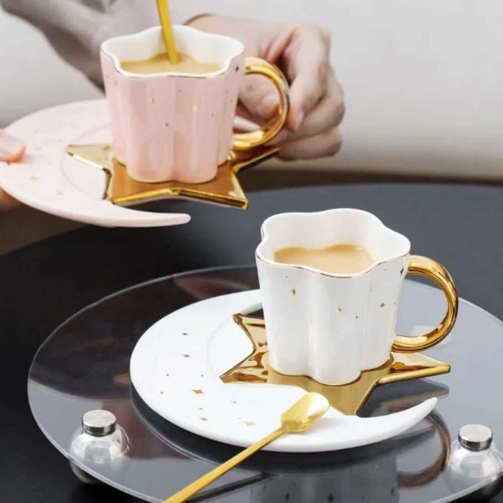 Ceramic Mugs Drinking Utensils Creative Star Moon Design Coffee Tea Latte Mug Office Home Kitchen Breakfast Milk Cup Decor Gifts