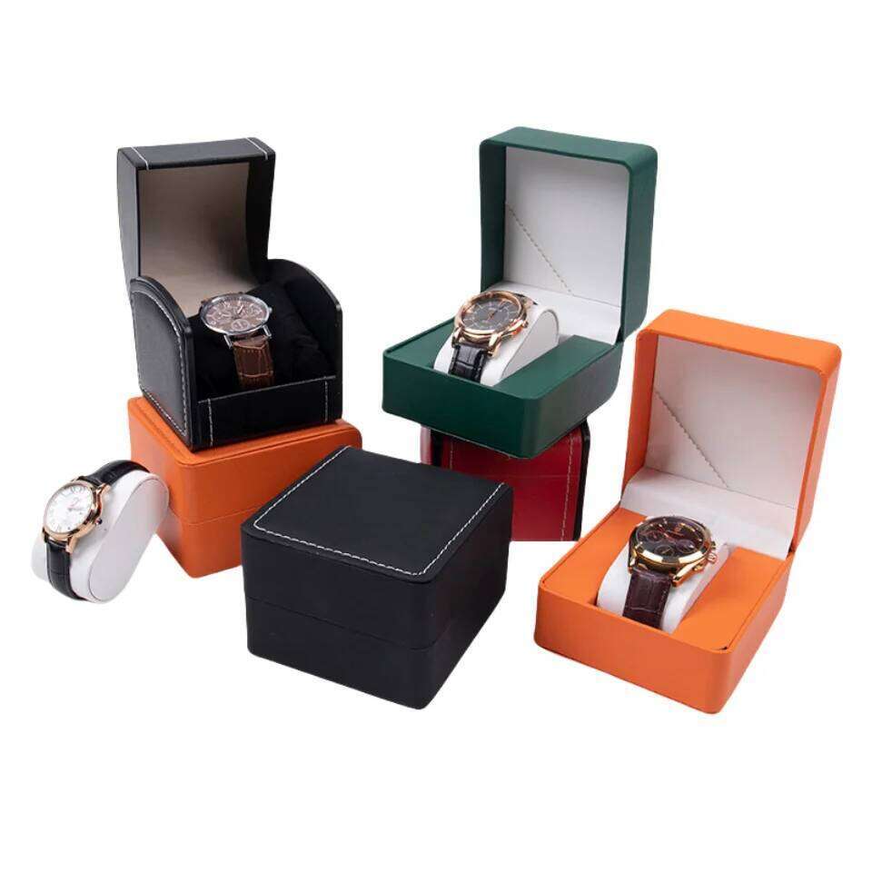 PU leather watch storage box, flip watch packaging box, watch display box