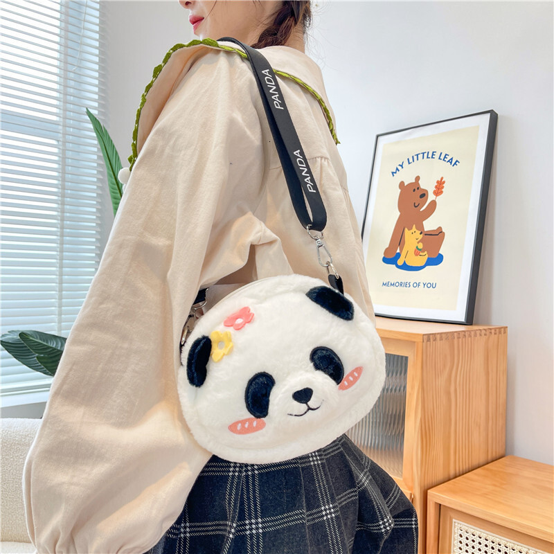Internet Celebrity Panda Single Shoulder Crossbody Backpack Plush Toy Girl's Birthday Gift Bag Manufacturer Wholesale Sale