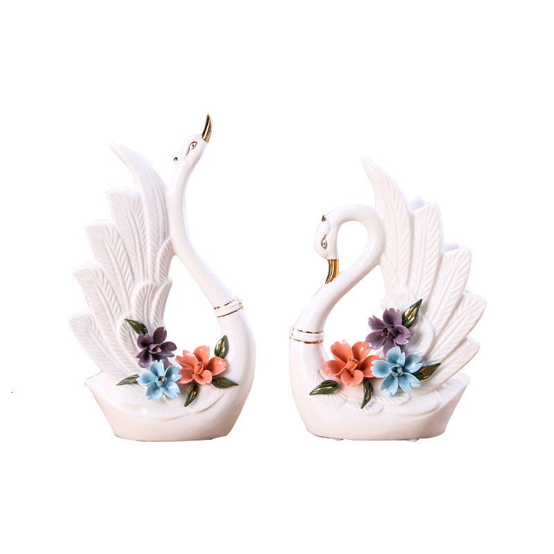 Ceramic Swan Ornament Modern Practical Home Decoration European Style Living Room Craft Creative Wedding Gift DisplayLJ200903