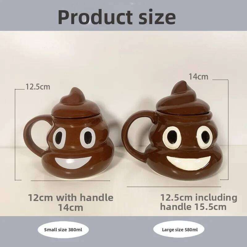 Perfect Gift Enthusiasts Creativity Ceramic Coffee Humorous Poop Shaped Mug with Lid Funny Novelty Cup