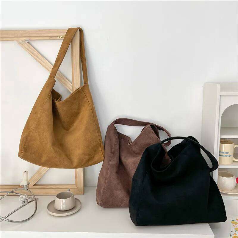 2025 Autumn Winter Suede Shoulder Large Capacity Travel Commuter Tote Vintage Casual Crossbody Bags For Women Z260124