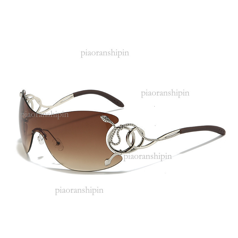 2026 Designer New Personalized Women's Sunglasses Luxury Brand Fashion Accessories Y2K Integrated Lens High End Cool Frameless Outdoor Glasses Wh