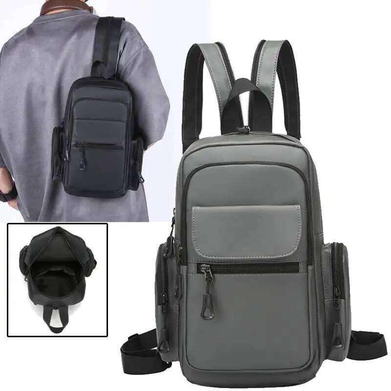 Men Chest Bag Travel Multi Pocket Backpack Outdoor Climbing Cycling Handbag Small Sport Pouch College Weekend Schoolbag Z260124