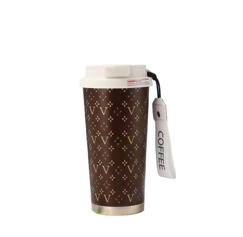 New Stainless Steel Mugs Designer Fashion Brand men Insulated Cup Luxury classic letter Women's Coffee Cup Car Portable Drinking Large Capacity Water Cup with Straw