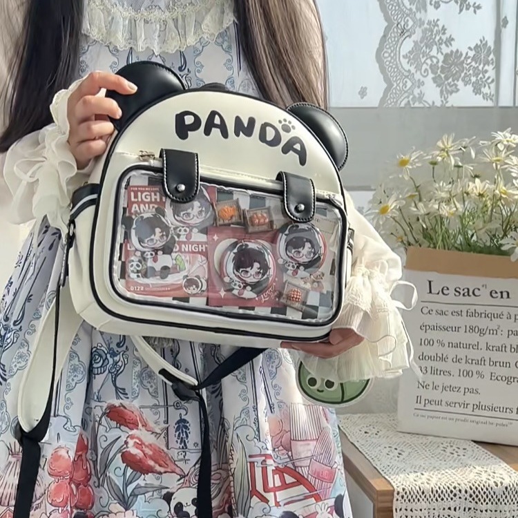 Japanese Style New Large Capacity Cute College Student Anime Big Belly Panda Backpack Tote Shoulder Bag