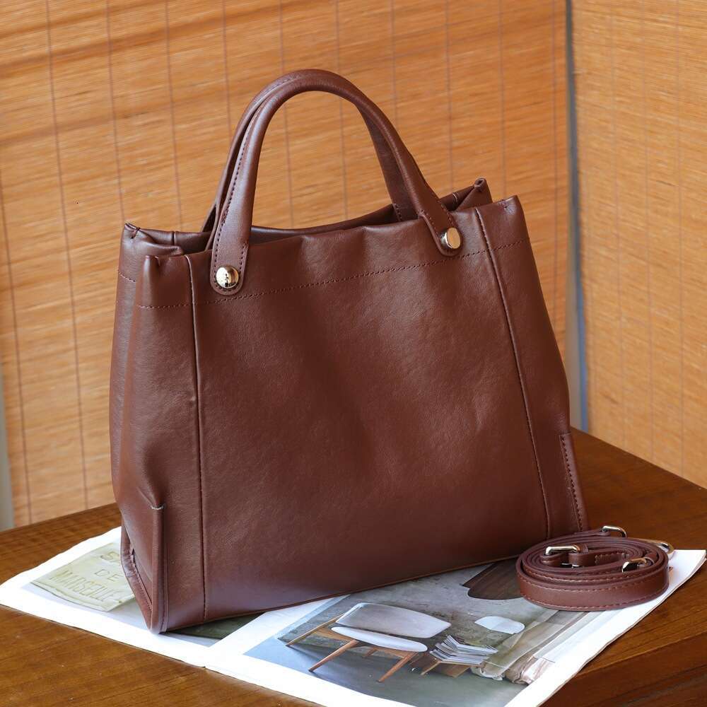 Famous Brand Luxury Shoulder Bags Genuine Leather Retro Top Layer Vegetable Tanned Cowhide Crossbody e Handbag Women S Large Bag SENYY