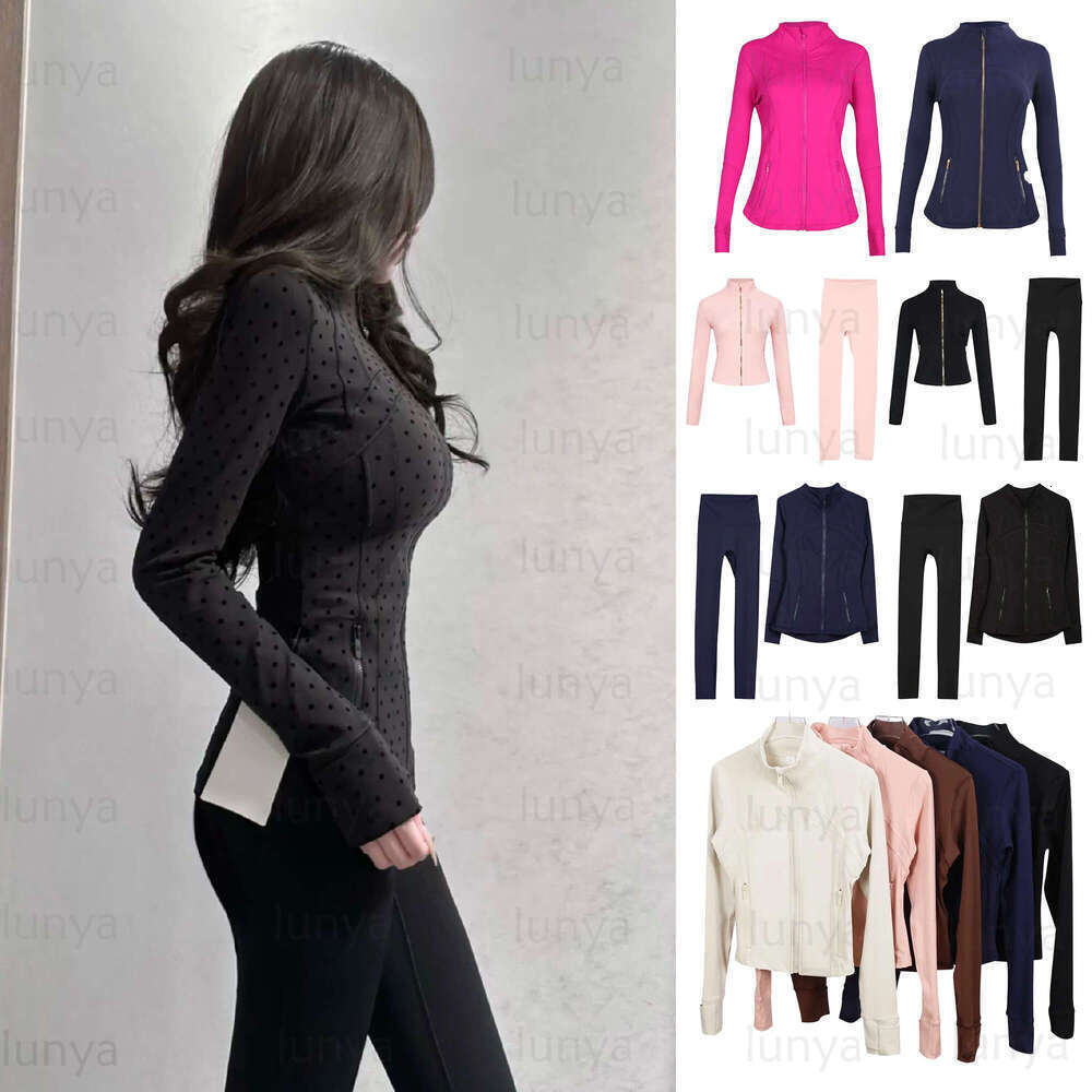 new Yoga luluity lemonal men Jacket Cropped Jacket With Gold Zipper Women Long Sleeve Sport Coat Fitness Gym Sweatshirt Jogging luluity lemonal men Jackets