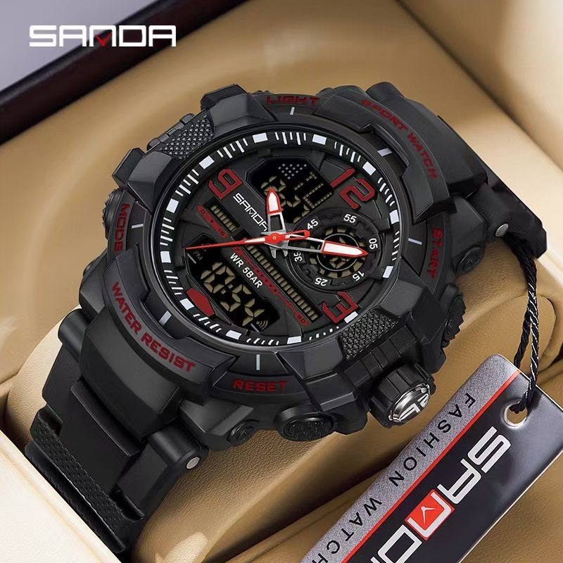 Men Sport Watches Multifunction Big Dial Waterproof Digital Hand Clock Boy Original Wristwatch Male 240428