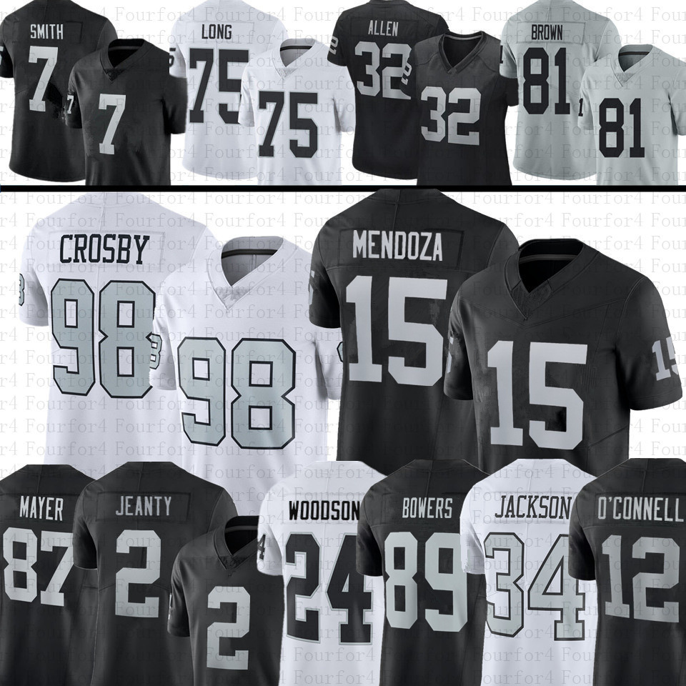 15 Fernando Mendoza Maxx Crosby Brock Bowers Football Jersey Geno Smith Bo Jackson Ashton Jeanty Ken Stabler Howie Long Charles Woodson Marcus Allen Jack Bech
