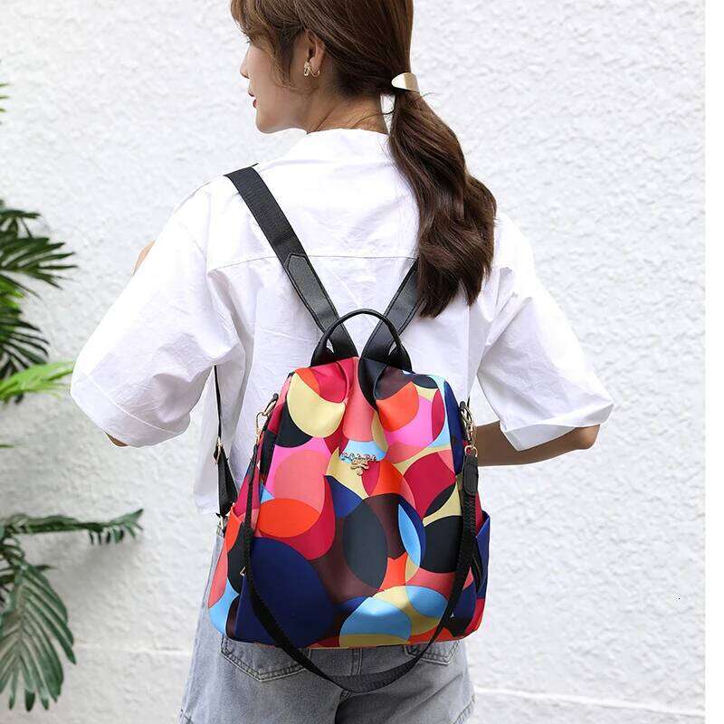 Women's Colorful Anti-Theft Backpack Casual Waterproof Oxford Daily Travel Backpacks for Women Multifunctional Preppy School Bag Z260124