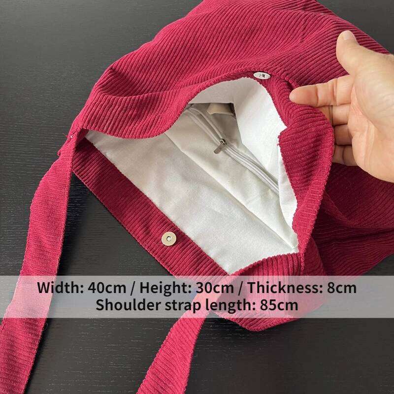 Retro Corduroy Women's Shoulder Bag Simple Large Capacity Female Casual Tote Crossbody Bags Solid Color Ladies Shopper Handbags Z260124