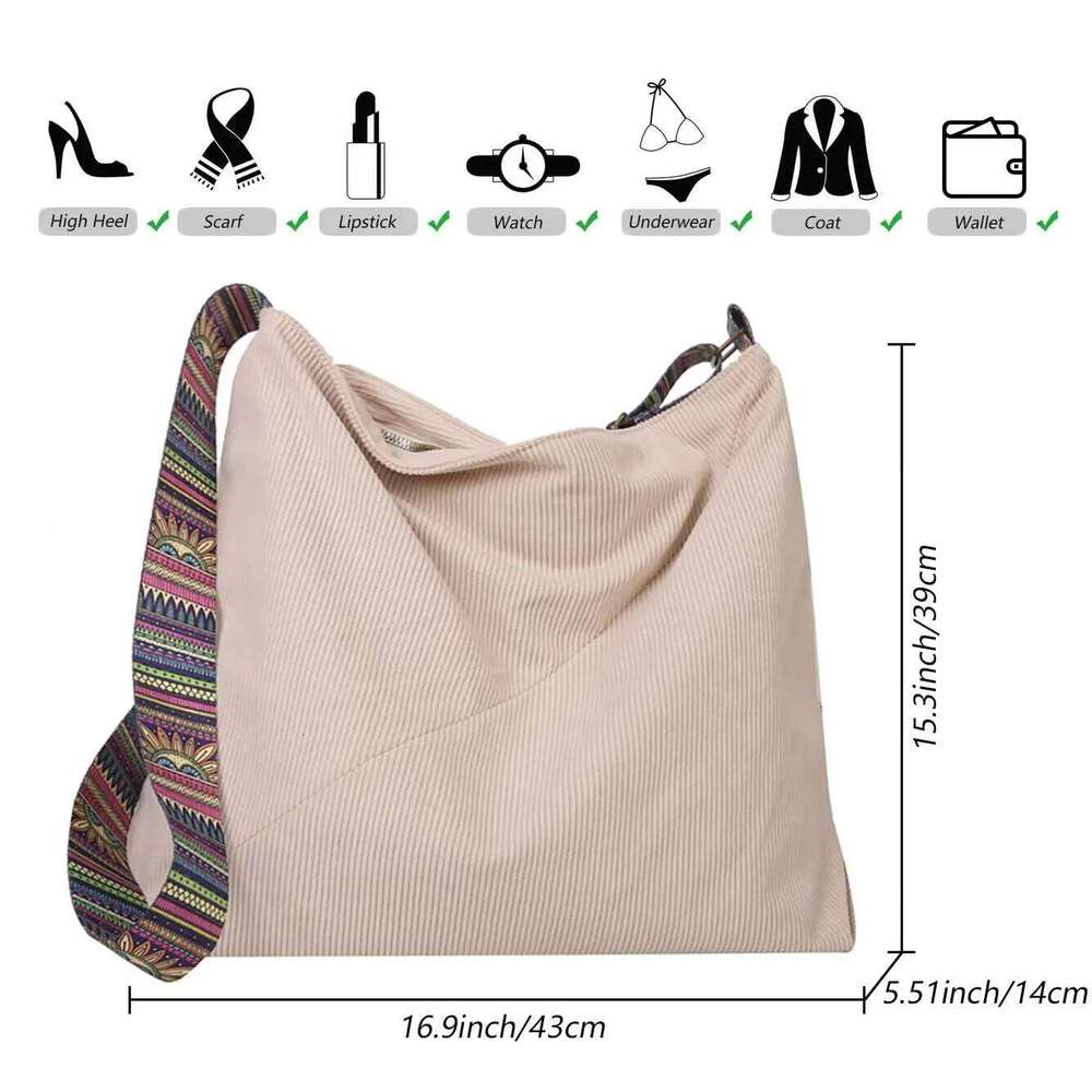 Tote Large Crossbody Stylish for Women Corduroy shoulder Bag Casual Handbag Z260124