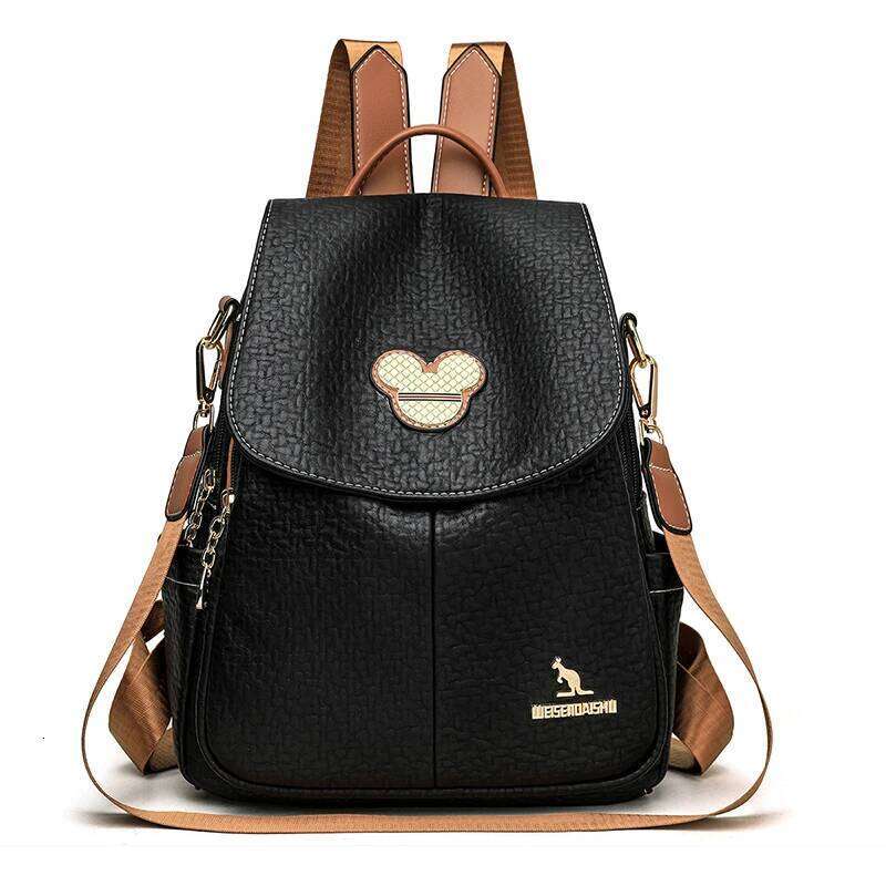 2024 Luxury Travel Fashion School Bag Multiple Pockets Leather Brand Women Classic Backpack Girls Mochilas Feminina Z260124