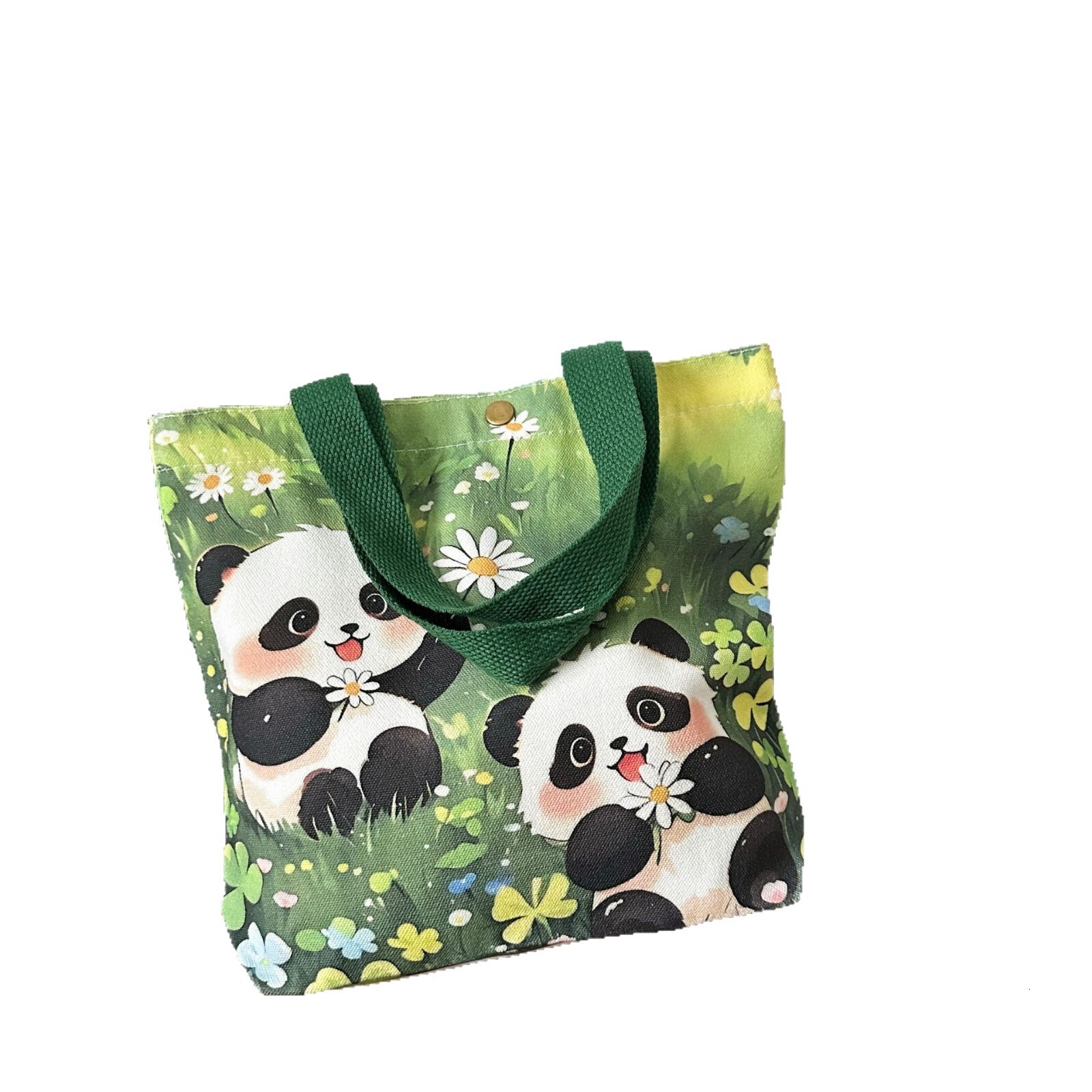 Cute Panda Small Tote Fashionable Outing Canvas Cartoon Lunch Bag Commuting Fashion Gift Handbag