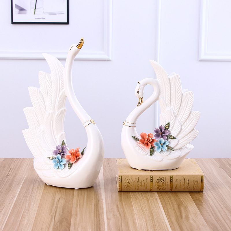 Ceramic Swan Ornament Modern Practical Home Decoration European Style Living Room Craft Creative Wedding Gift DisplayLJ200903