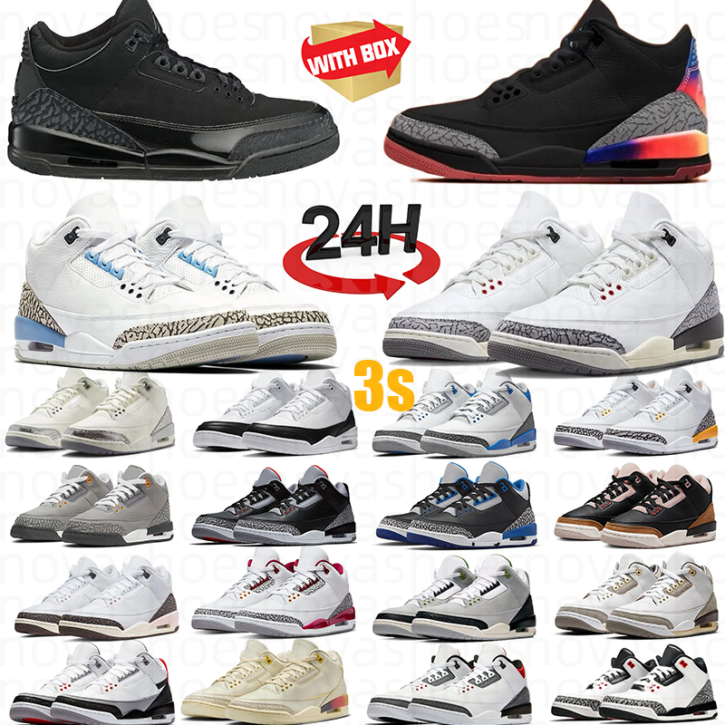 With Box Trainers 3 J3 Basketball Shoes Mans Women 3s Black Cat White Cement Cardinals Money Designer Outdoor Sports Lucky Green Platform Sneakers size36-47