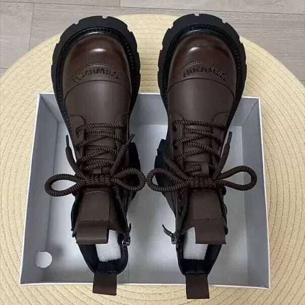 Women's Flats Platform Designer Fad Sport Shoes for Woman Ankle 2026 Winter New Trend Retro Motorcycle Boots Mujer