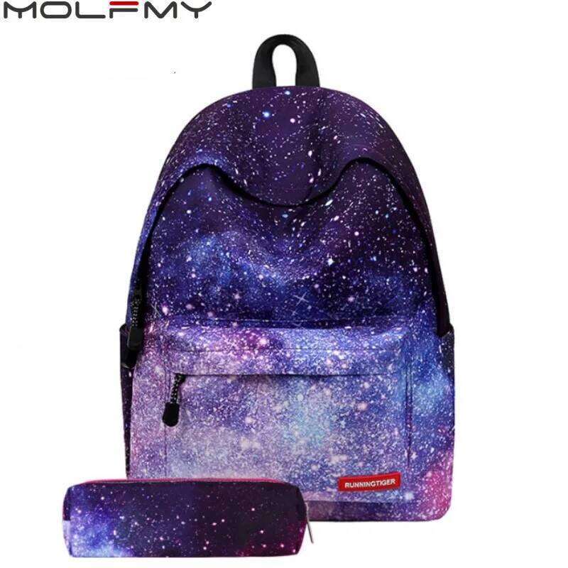 Fashion Women's Canvas Universe Starry Sky DIY Girls Student School Bags Large Capacity Female Backpack 2024 Z260124
