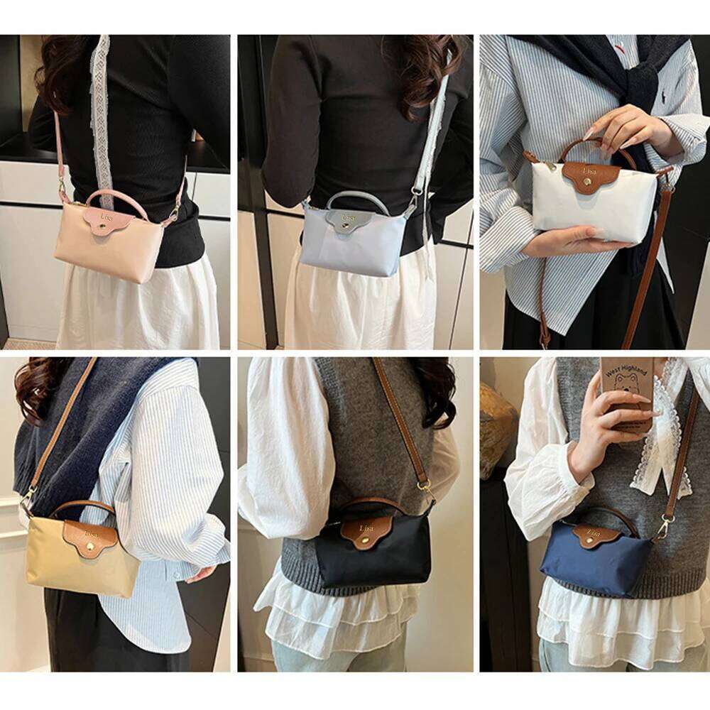 Customized name casual handbag, versatile color-blocking nylon fabric single-shoulder bag, crossbody small cloth bag Z260124