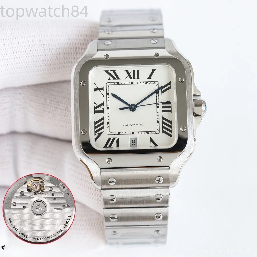 Top quality santoss watch mens watch super clone watches designer watches men 1847MC movement date display 100m waterproof sapphire glass watch with box V1HP