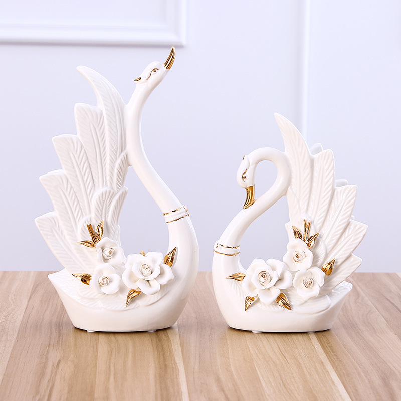 Ceramic Swan Ornament Modern Practical Home Decoration European Style Living Room Craft Creative Wedding Gift DisplayLJ200903