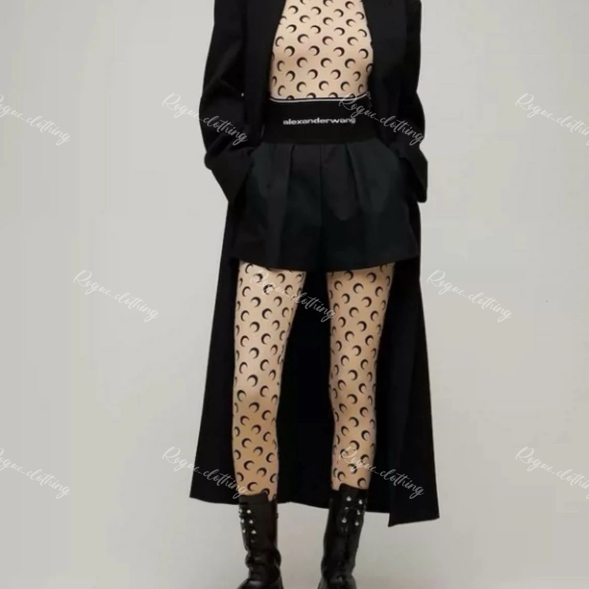 Marines Serres Leggings Fashion Pants Womens Leggings Half Moons Shaped Pantyhose Casual Top T-Shirt Womens Designer Leggings Marines Serres Pants 93e