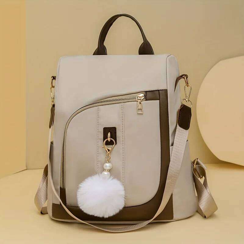 Luxury Women's Fashion Backpacks Waterproof Nylon Bag Large Capacity Daily Travel Backpack With Plush Pendant Z260124