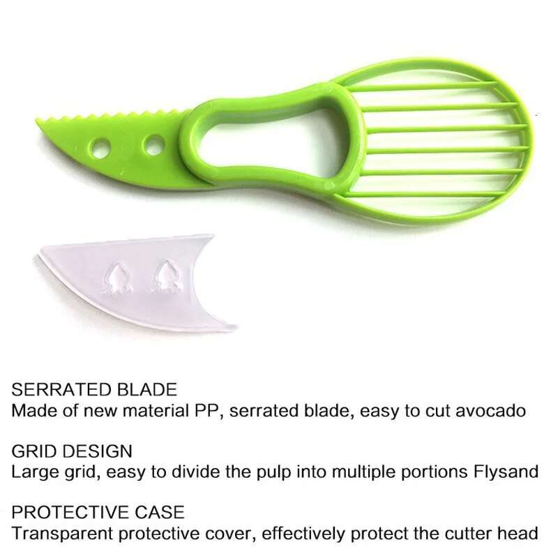 JJYY 3 In 1 Avocado Slicer Shea Corer Butter Fruit Peeler Cutter Pulp Separator Plastic Knife Kitchen Vegetable Tools