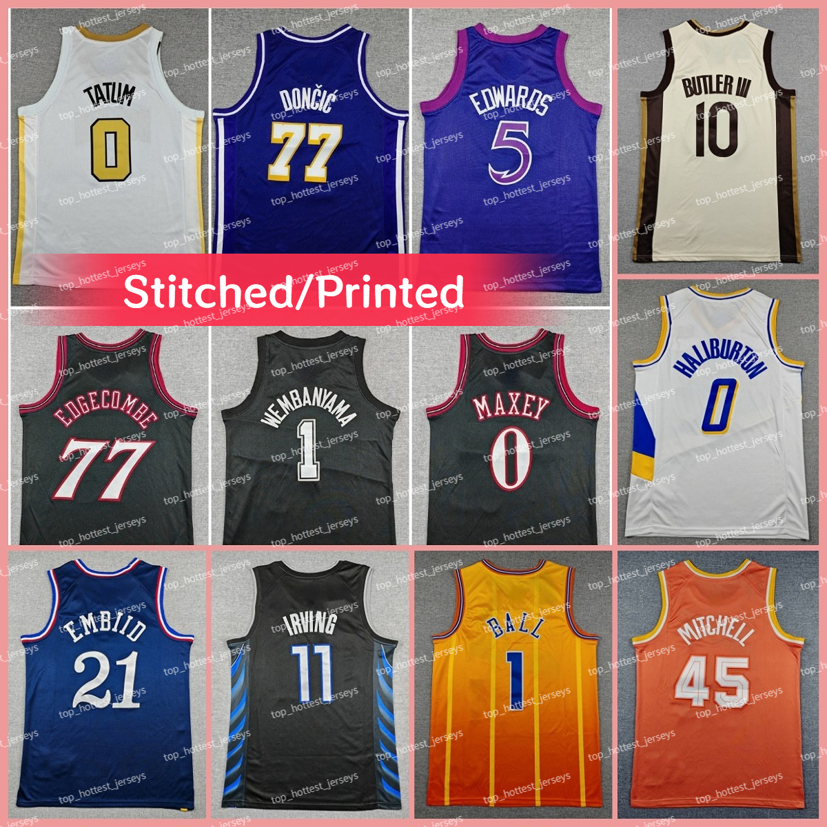 Men New Edition: Top Player Names Including Curry Haliburton Shai Brunson Edwards KD Brown LaMelo Ball JAMES Stitched Uniforms Basketball Jerseys