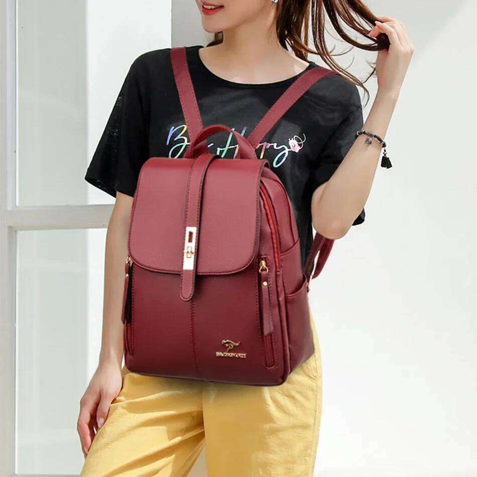 Large Capacity Backpack High Quality Leather Vintage for Women School Bags Travel Rucksack Ladies Bookbag Knapsack Z260124