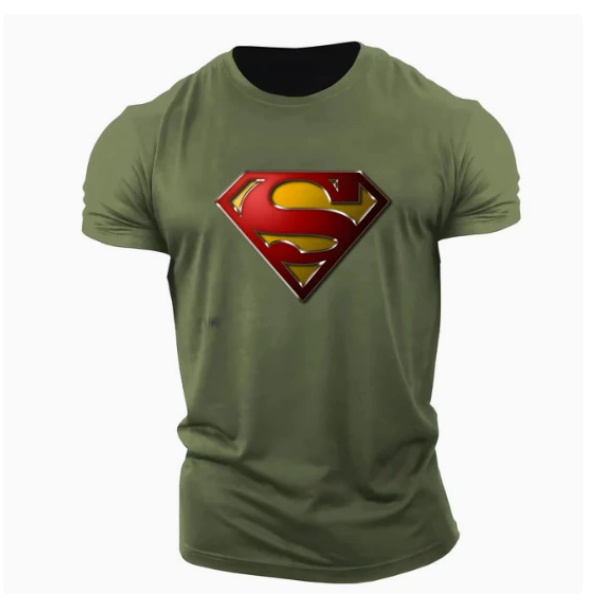 Free Shipping 2026 Superhero Superman Logo Graphic T-Shirt For Men Casual Slim Fit Crewneck Short Sleeve Top