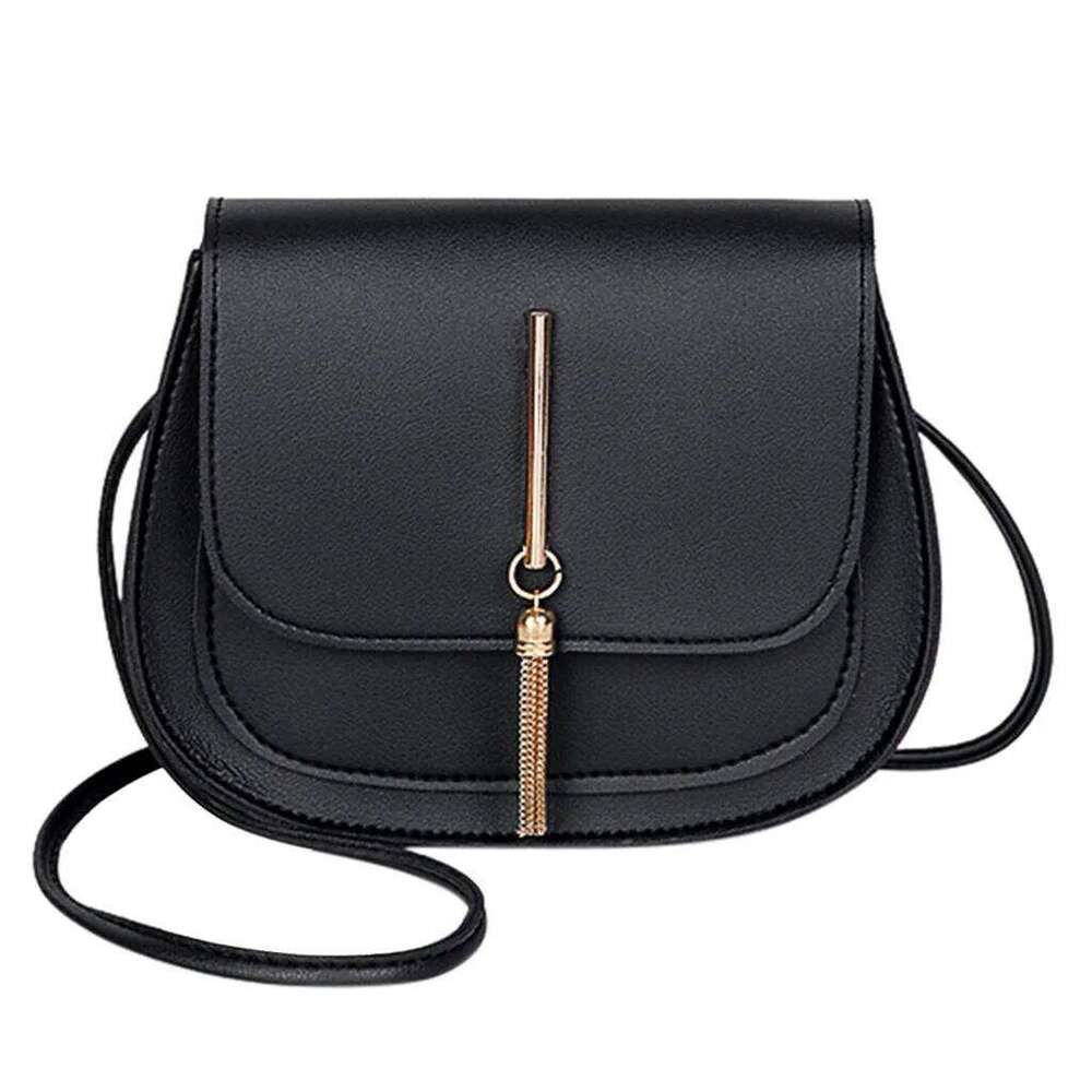Fashion Ladies Simple Style Solid Color Tassel Leather Shoulder Messenger Trendy Saddle Bag Suitable For Daily Shopping Z260124