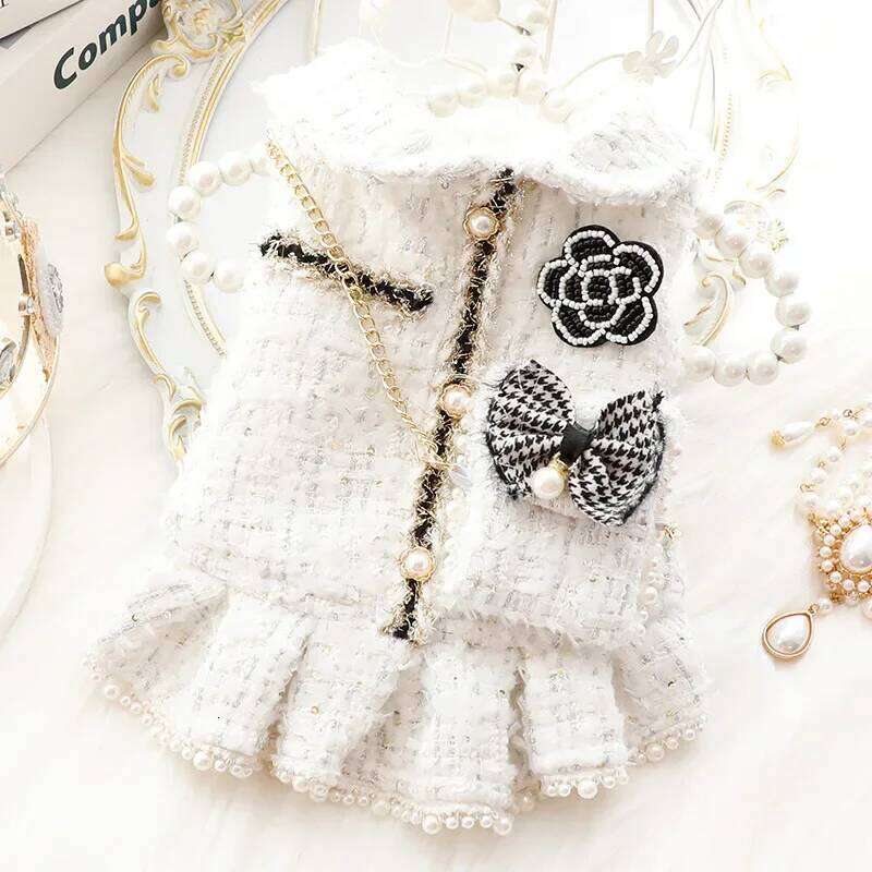 NEW Winter Cat Dress Luxury Princess Wedding Puppy Costume Pomeranian Poodle Schnauzer Doggie Apparel Dresses With Dog Bag - view 4