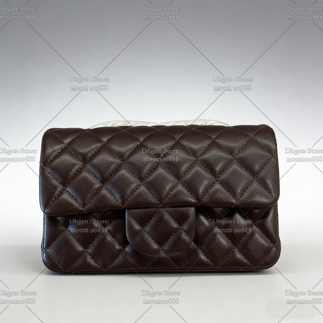 12A All-New Mirror Quality Designer Chain Bag 20cm Mini Classic Handbag for Women Lambskin Leather Bag Quilted Shoulder Bag Chocolate Crossbody Purse with Box