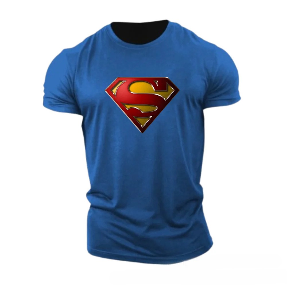 Free Shipping 2026 Superhero Superman Logo Graphic T-Shirt For Men Casual Slim Fit Crewneck Short Sleeve Top