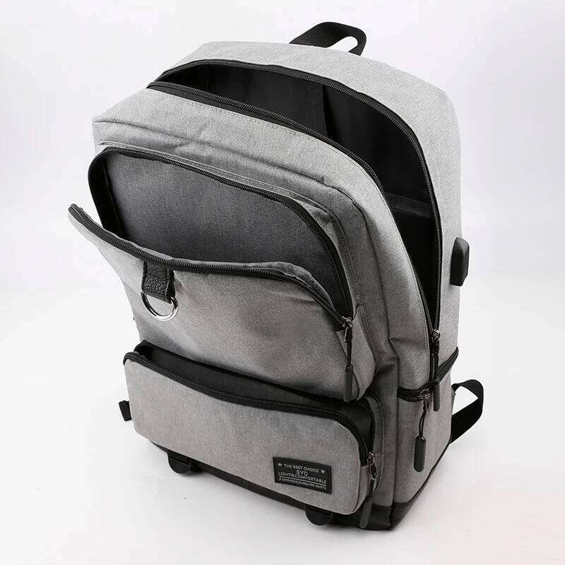 Large capacity compartment, laptop backpack, with charging port, stylish travel commuter bag Z260124