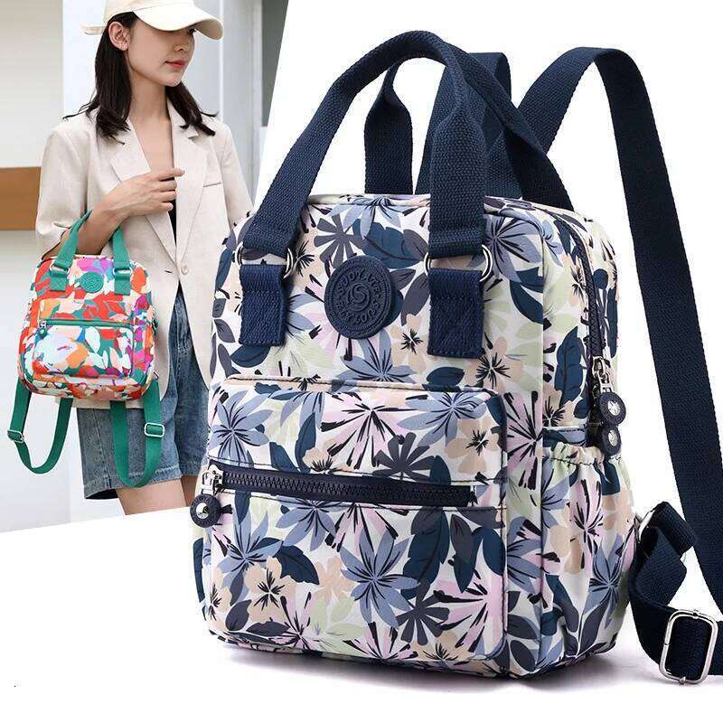 Fashion Floral Pattern Women Small High Quality Waterproof Fabric Shopping Backpack Pretty Style Girls Daypack Z260124