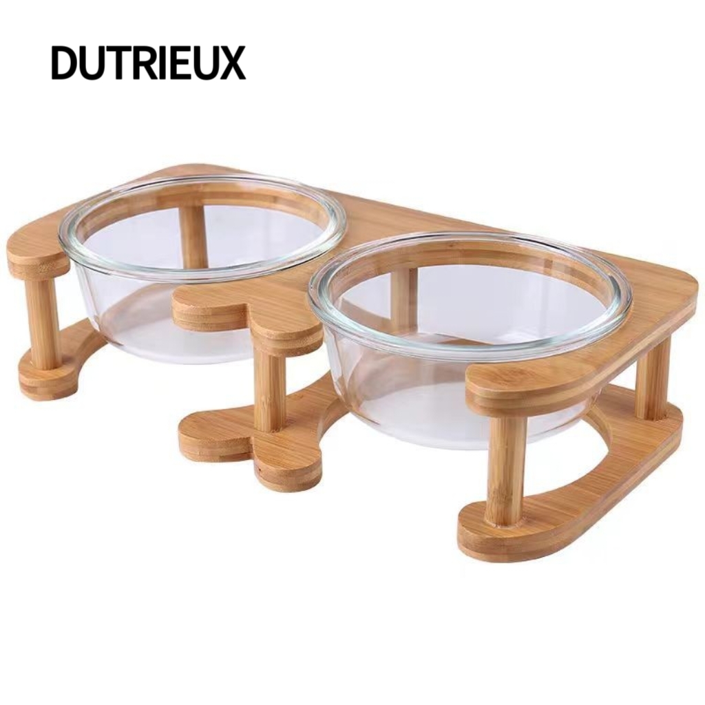 H2557 Neck-protecting cat food bowl, tall ceramic double bowl to prevent tipping.