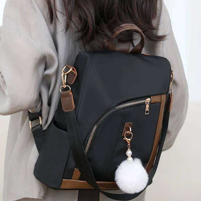 Luxury Women's Fashion Backpacks Waterproof Nylon Bag Large Capacity Daily Travel Backpack With Plush Pendant Z260124