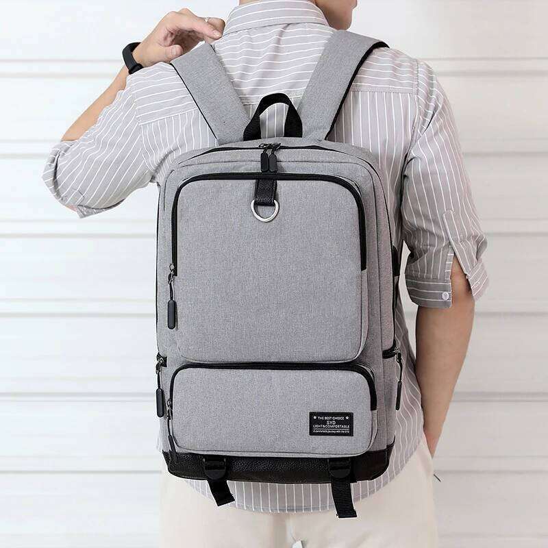 Large capacity compartment, laptop backpack, with charging port, stylish travel commuter bag Z260124