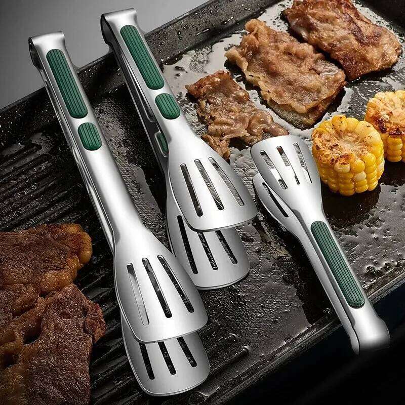1PC Non Slip Stainless Steel Food Tongs Meat Salad Bread Clip Barbecue Grill Buffet Clamp Cooking Tools Kitchen Accessories