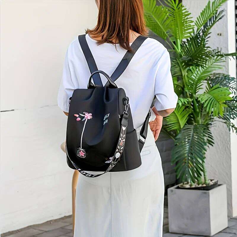 New Flower Embroidery Women's Fashion Backpacks Nylon Multiple Pockets Backpack For Women Daily Travel Z260124